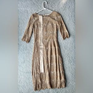 Dainty Jewell size small lace beige bridesmaid dress